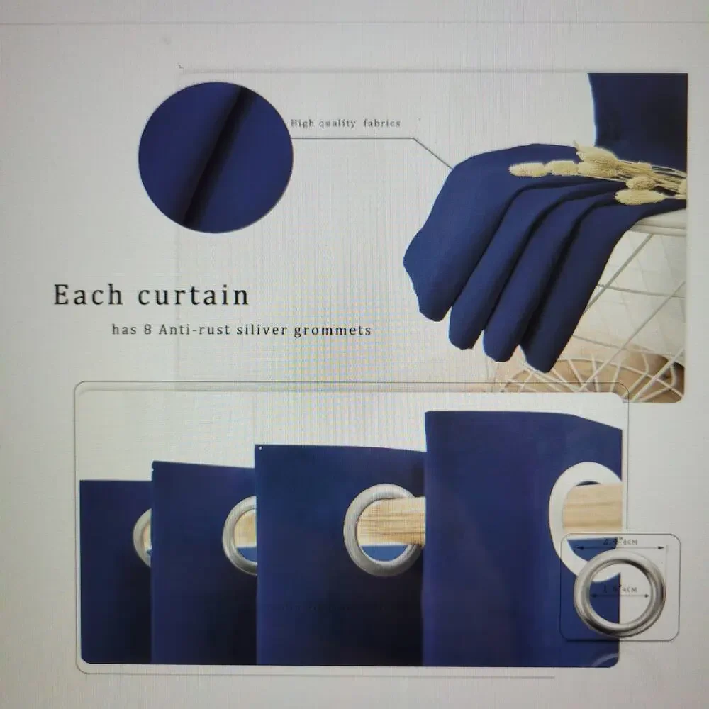 Blackout Curtains Room Darkening Thermal Insulted Navy 52 x 54 inch 2 Panels